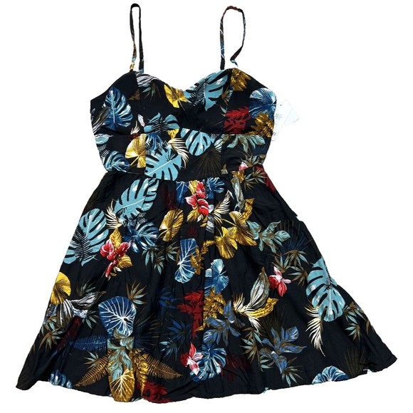 Pacific Vibes Floral Dress Sleeveless with Padded Bra Hawaiian Size XL - Picture 1 of 15